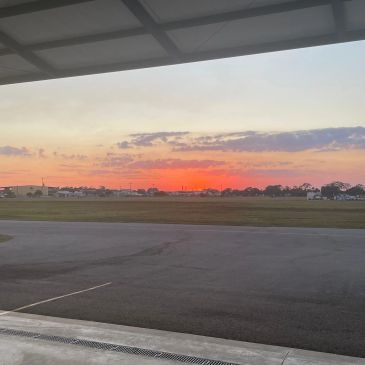 Airfield runway at sunset in Southwest Florida